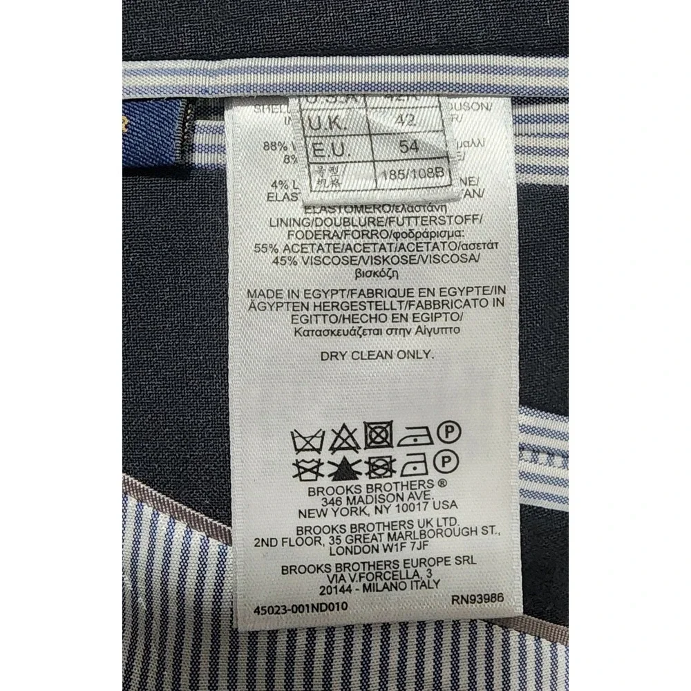 Brooks Brothers Men's Black Wool Stretch 2 Button Suit Size 42 Regular X 36 X 30